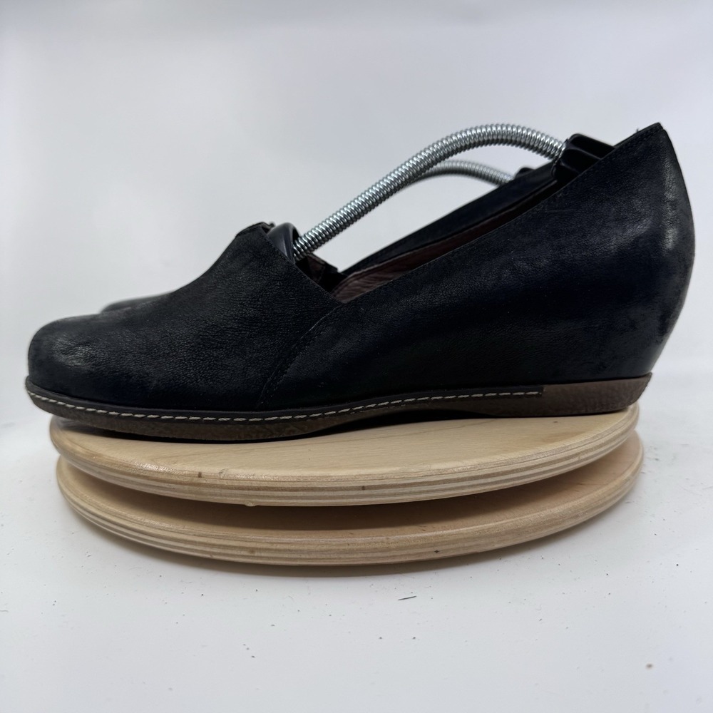 Dansko Liliana Shoes Womens 10 - 10.5 EU 41 Black Leather Wedge Slip On Loafers